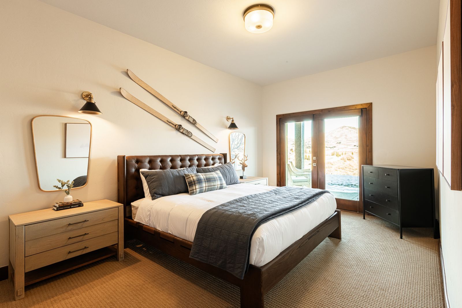 Luxury king guest suite with private deck and hot tub access