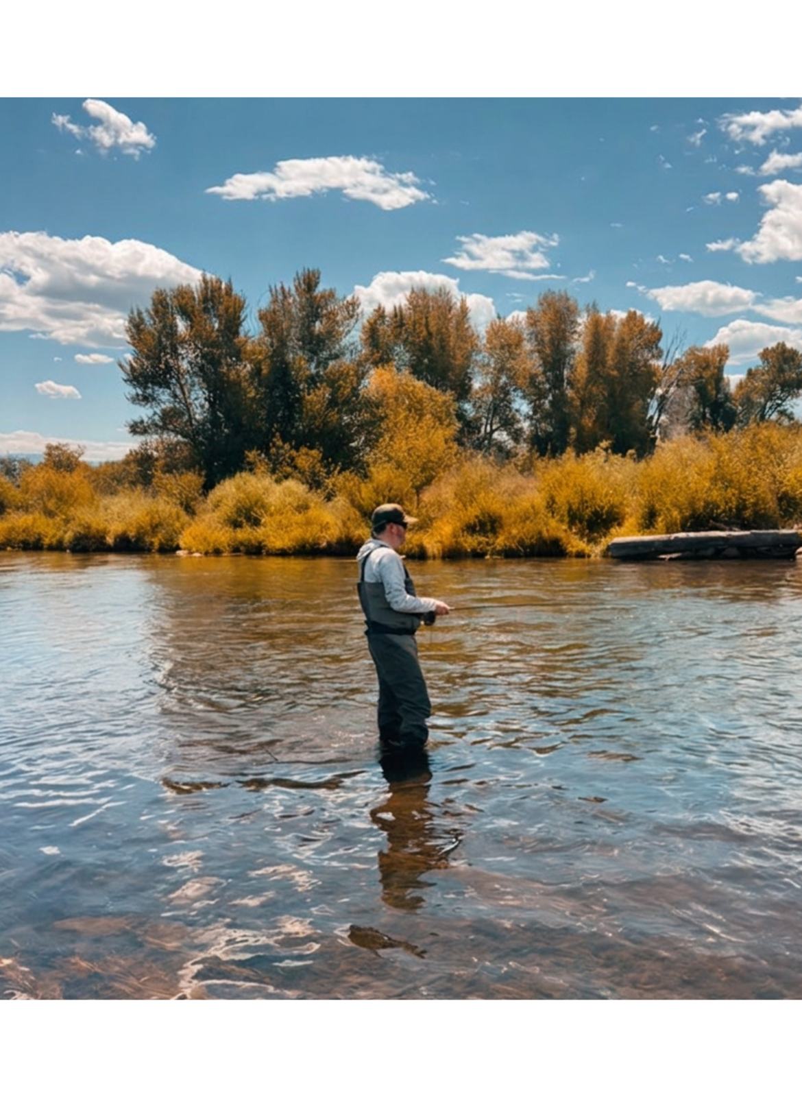 Blue-ribbon fly fishing on the Middle Provo River surrounded by fall foliage
