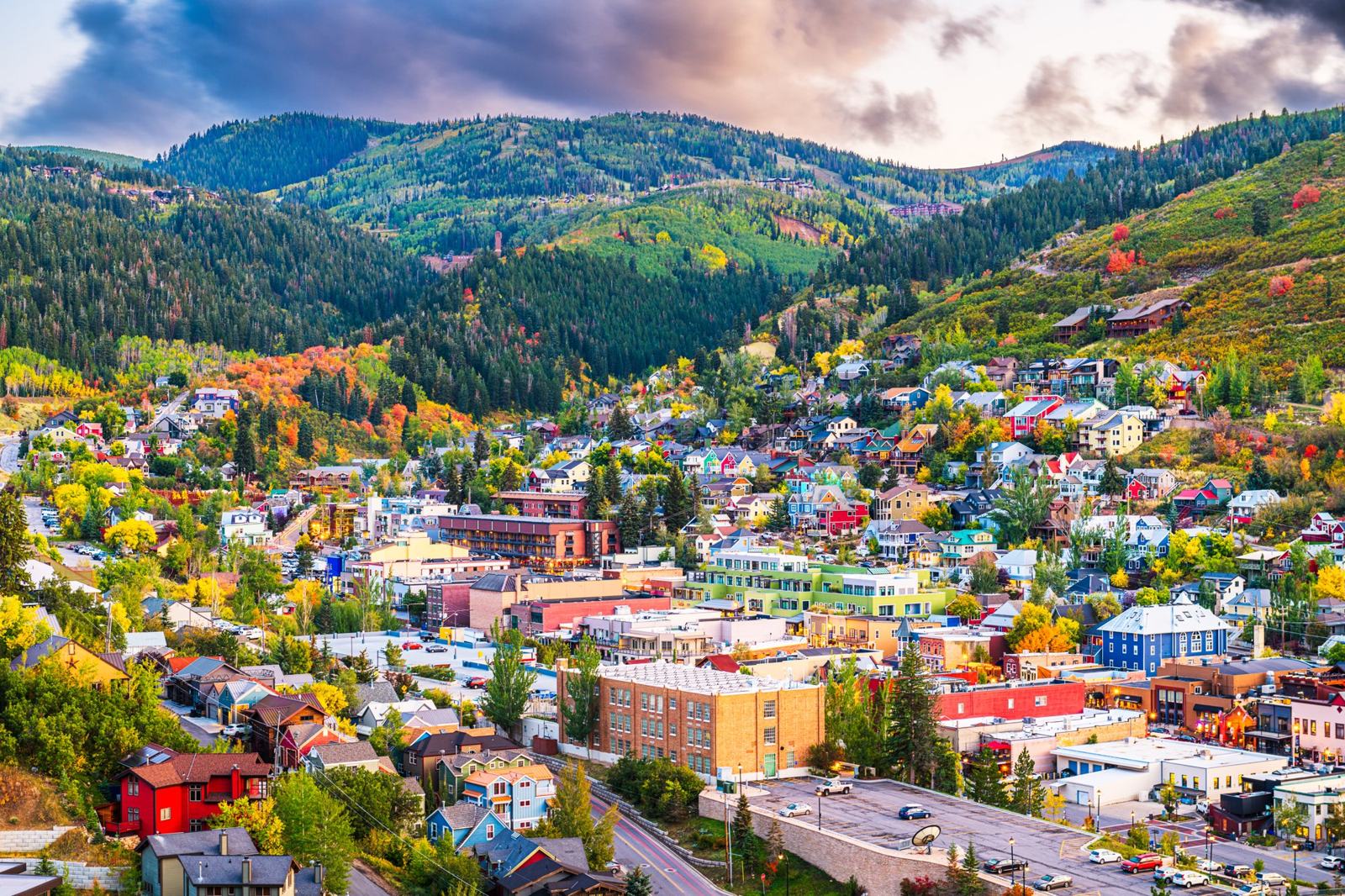 Historic Main Street in Park City with luxury shopping and fine dining