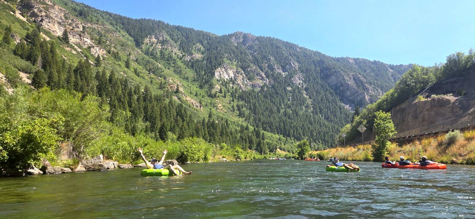 River tubing and outdoor recreation on the Middle Provo River near Mayflower Vista